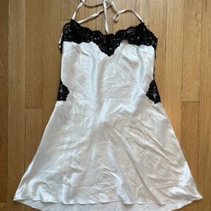 Black & White Open Back Lace Mini Dress